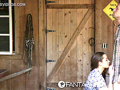 HD FantasyHD - Cowgirl Dani Daniels rides fuckpole at the farm