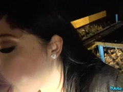 Busty minx night time public fuck