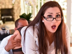 Sweet white secretary Gabriella Paltrova fucks with a hard black penis