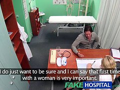 Nikky Dream, the sexy nurse at the fakehospital, gives a helping hand to a lucky patient's erection