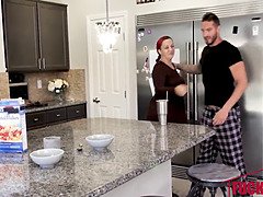 Cara May in stepdaughter fuck after breakfast