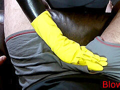 Grosser schwanz, Handschuhe, Handjob, Latex, Masturbation