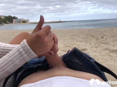 Amateur, Playa, Morena, Pajear, Casero, Al aire libre, Pov, Montar