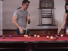 Playing pool with Katrina Jade turns wonderfully hardcore