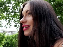 Russian Brunette Fucks Outdoors