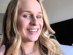 Super-sexy blond amateur teenage works an almost 9 inch sausage