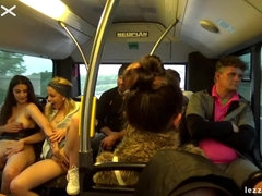 Tattooed Lesbians Fingering Fun On The Bus