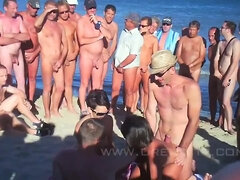 Ass, Beach, Crazy, Group, Mature, Naked, Pussy, Tits