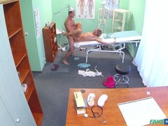 Slim blonde gets creampied after fucking in the toilet and the doctors office