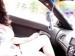 Curvy Tattooed British Brunette Fucked Outdoors - Harmony Reigns handjob in car