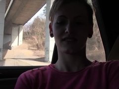 Leie, Auto, Spermaladung, Geld, Im freien, Pov, Öffentlich, Kurzes haar