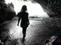 Amateur, Plage, Robe, Petite amie, Pov, Chatte, Rasée, Maigrichonne