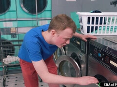 Guy fucks busty milfs in a laundry room