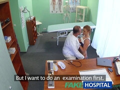 Hot redhead doctor gives her patient a hard dick to suck and fuck in fakehospital reality