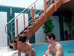 Czech teen with a hot bod wants to get wet and wild in the pool - POV reality porn