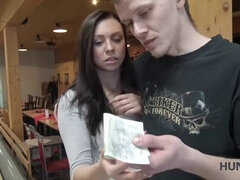 Naughty teen brunette gets cash and forgets about rules in Hunt4K reality video