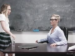 Ass licking, Big tits, Blonde, Fingering, Kissing, Lesbian, Licking, Teacher