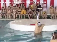 japanes micro bikini girl gameshow in pool