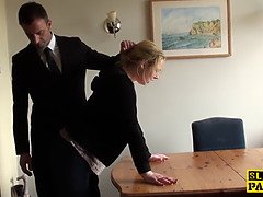 British BDSM slut spanked and dominated