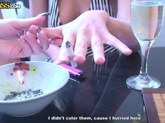 Sexy college girls throw a lesbian party, part 2