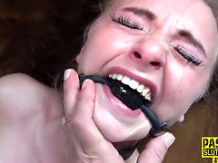 Bound teen analized and whipped