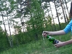 Hot women get outdoors with their friends and they drink and have fun