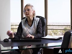 Ass, Big ass, Femdom, Hd, Lesbian, Licking, Office, Tits