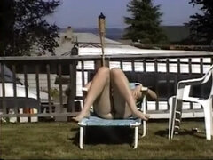 ex carla getting a tan and bang in the front yard