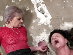 Grandmams make glory holes with jackhammer