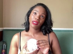 Ebony stepmom seduces with a tit massage and squirts milk for YouTube