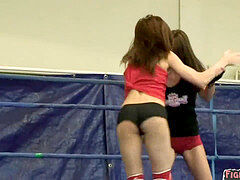 grappling sapphic babes strapon pummeling