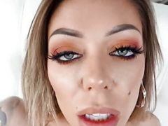 Tattooed Soccer mom Karma RX has her face fucked before facial