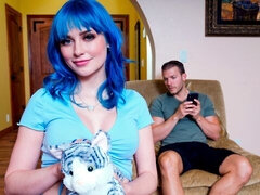 Lusty blue-haired hottie Jewelz Blu is enjoying hard fuck so much