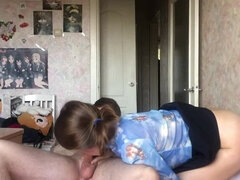 Amateur, Blowjob, Brunette, College, Deepthroat, Licking, Sucking, Tits