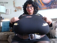 Norma Stitz - ebony mature with monstrously huge black boobs