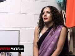 Curly-haired exotic Indian milf stripped naked and fucked for shoplifting