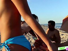 Beach, Blowjob, Cum in mouth, Group, Orgy, Petite, Pussy, Tits