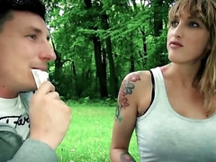 Guy finds the Germany lovely in the park and involves her in sex