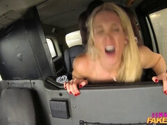 Watch this MILF get her big tits covered in black cock while taking a fake taxi