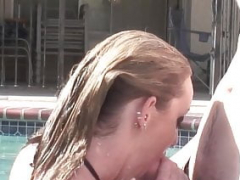 Amateur, Blowjob, Homemade, Pool, Riding, Sucking, Tits