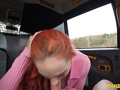 Jupiter Jetson's big cock drills a redhead's tight pussy in public in her sexy long leather boots